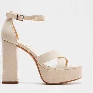 Elegant Cream Platform Faux Heels